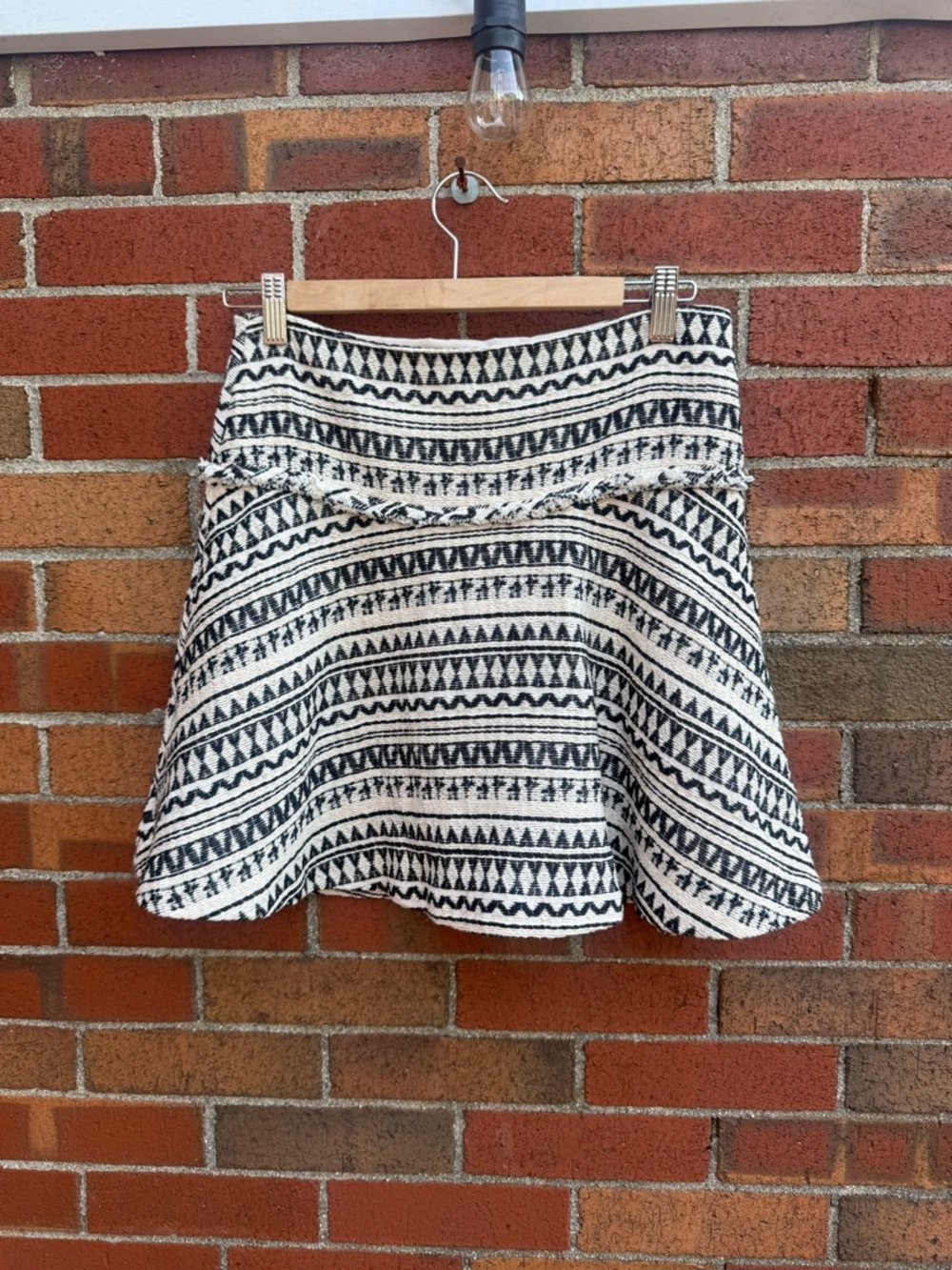Banana Republic Black White Tribal Print A-Line Mini Skirt Size 0